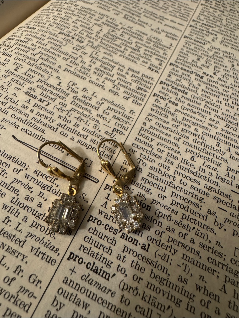 Gold Crystal Cluster Drop Earrings - Elegant Sparkle